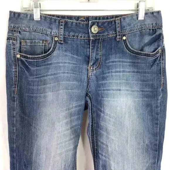 Vanity Dakota Cuff Women 28 Embellished Denim Jean Capris Low Rise Stretch Blue - Picture 3 of 8